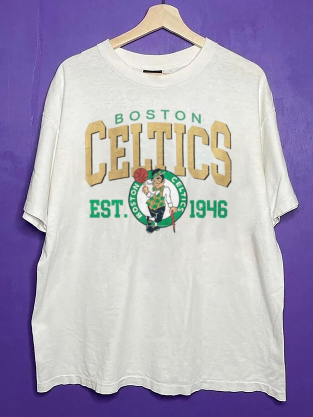 Vintage 90s Boston Celtics 1946 Basketball Big Logo Shirt, Boston Celtics Shirt
